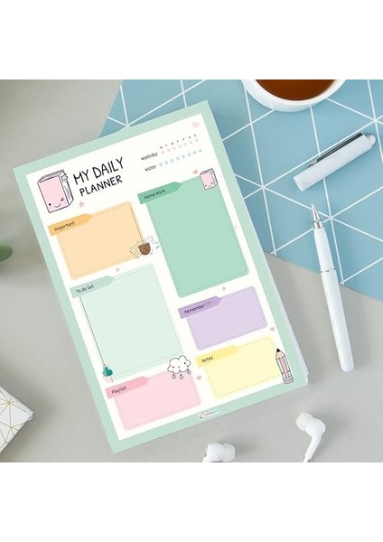 Haftalık, Günlük Planlayıcı Set - 50 Sayfa Tarihsiz Masaüstü Planner - Gençler, Kızlar, Yetişkinler Için To Do List - 3 Parça - Green Serisi fiyatları