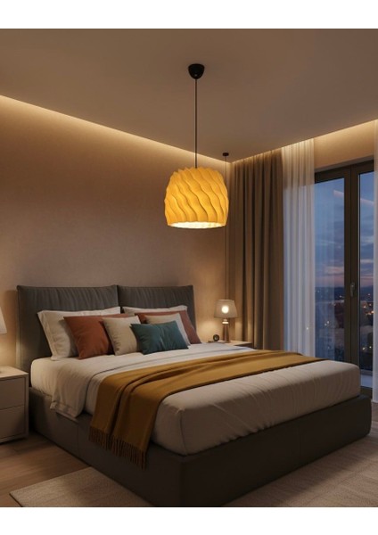 Wave - Dalgalı Modern Ahşap Görünümlü Sarkıt Avize / Lamba - BAL Köpüğü fiyatları