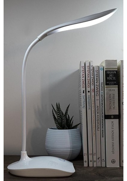 Şarjlı Masa Lambası Akrobatik 3 Kademeli 18 Ledli Dokunmatik Ders Çalışma Pc Beyaz Işık