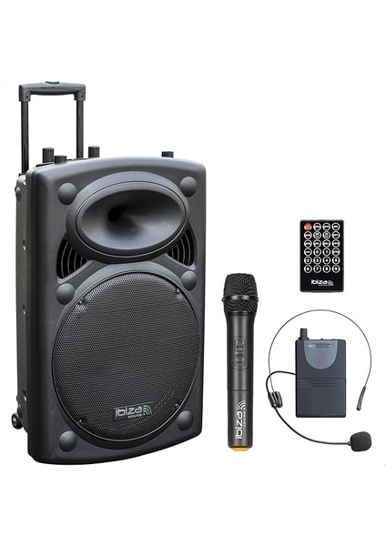- PORT15UHF-BT - Taşınabilir Hoparlör, 15 Inç (38 Cm)/maks. 800W, 2 Mikrofonlu (Vhf), Uzaktan Kumanda ve Koruyucu Kılıf - Bluetooth, Usb, Sd - 6-8 Saat Bağımsız Çalışma Süresi