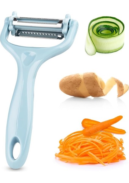 3'ü 1 Arada Patates ve Sebze Soyucu – Paslanmaz Çelik Bıçaklı, Düz + Tırtıklı + Jülyen Soyma, Ergonomik Sap, Bulaşık Makinesine Uygun, Kompakt ve Dayanıklı Mutfak Gereci
