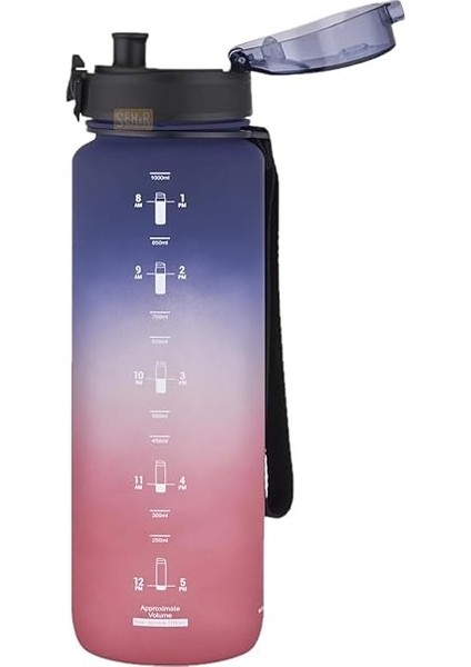 1000ML Büyük Boy Soft Touch Çift Renk Motivasyon Tritan Su Matarası (Lacivert-Kırmızı) fiyatları