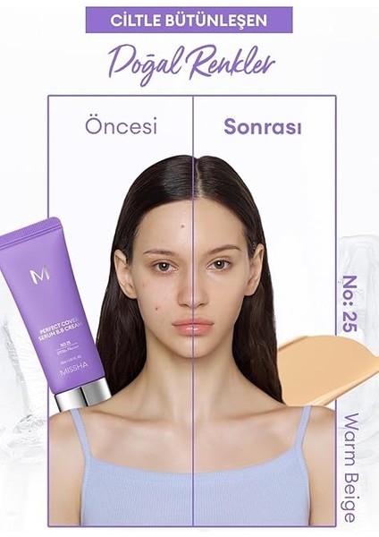 Yaşlanma Karşıtı Bakım ve Aydınlık Görünüm Sunan M Perfect Cover Serum Bb Cream SPF50+/PA++++ No:25 modelleri