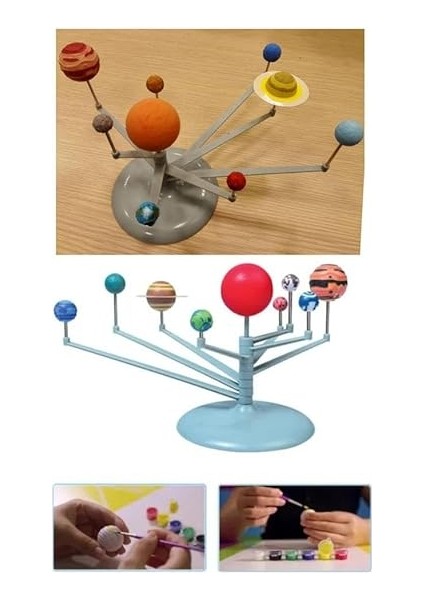 Güneş Sistemi Modeli 1 Paket Gezegen Sistemi Boya Fırça Eğitici Maket Deney Seti Plastik Gezegenler Alemi modelleri