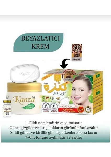 Kanza Cilt Beyazlatıcı, Krem, Sabun ve Serum 3'lü Set