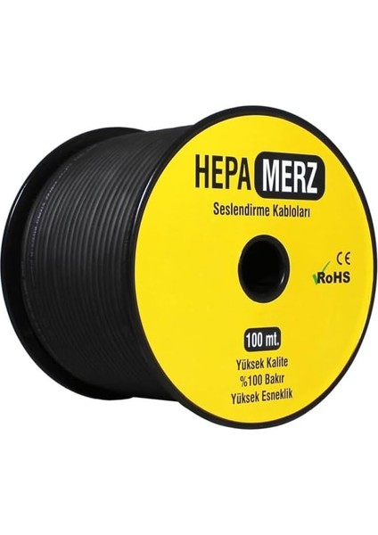 Merz EK-103 Mono Mikrofon Kablosu 1x0.22 mm 100 MT.%100 Bakır (Ince Slim Kablo)