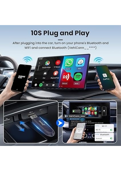 5.0 Se Pro Kablosuz Android Otomatik ve Carplay Adaptörü, Oem Araçlar Için Kablolu Kablosuza Dönüştürme (Model Yılı: 2015 - 2025) Kablolu Carplay ve Android Auto Cars ile Uyumlu fiyatları