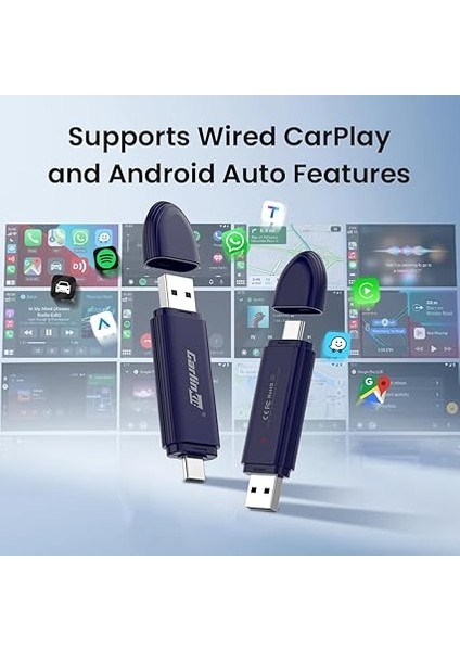 5.0 Se Pro Kablosuz Android Otomatik ve Carplay Adaptörü, Oem Araçlar Için Kablolu Kablosuza Dönüştürme (Model Yılı: 2015 - 2025) Kablolu Carplay ve Android Auto Cars ile Uyumlu modelleri