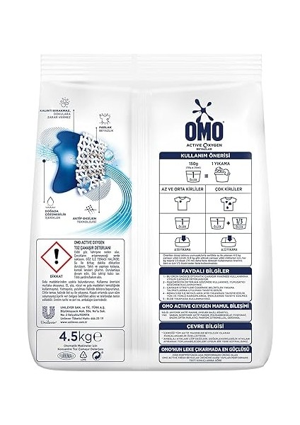 Active Oxygen Toz Çamaşır Deterjanı Beyazlar Için, 4.5 kg modelleri