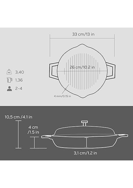 Döküm Izgara Tva Cam Kapaklı, 26 cm modelleri