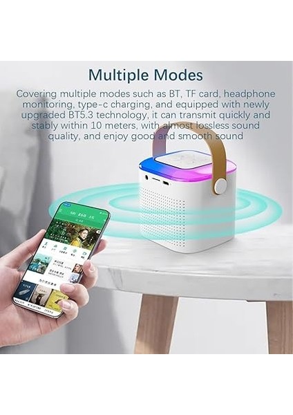 Mini Karaoke Makinesi Taşınabilir Mikrofon ve Ses Kutusu Seti Ev Ktv Bt Hoparlör 2 Mikrofonlu Ev Dış Mekan Kablosuz Hoparlör Ses Kutusu ve El Mikrofonu Karaoke Mikrofon Hoparlör Bt5.3 fırsatları