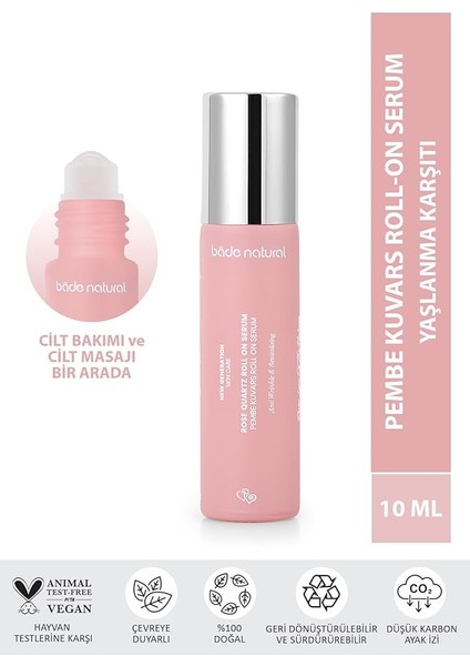 Natural Pembe Kuvars Roll On Antioksidan Yüz Masaj Serumu 10 ml indirimleri