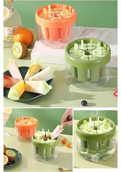 Silikon Dondurma Kalıbı, 8 Hazneli, Kokteyl ve Meyve Dondurma Kalıbı