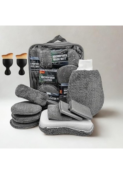 Profesyonel 11 Parça Mikrofiber Araç Oto Yıkama Seti Araç Fırçası Araç Mikrofiber Bez Seti