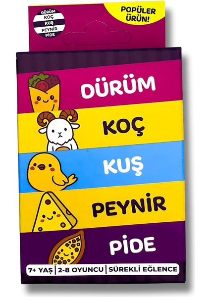 Çabuk Reflex Kutu Oyunu Dürüm Koç Kuş Peynir Pide Kart Oyunu Oyun Parti Eğlence Aile Arkadaş Oyunu