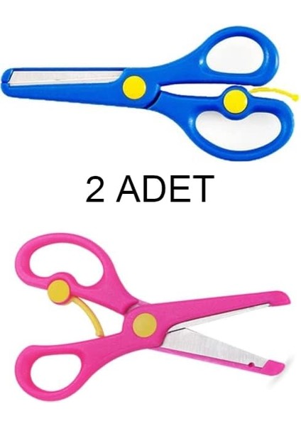 2 Adet Çocuk Makası Küt Uçlu Yaylı Plastik Korumalı Okul Makası fiyatları