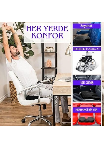 Ortopedik Visco Oturma Minderi – Coccyx Destekli Hemoroid ve Basur Yastığı | Elastik Oturma Simidi, Siyah, Standart Boy fırsatları