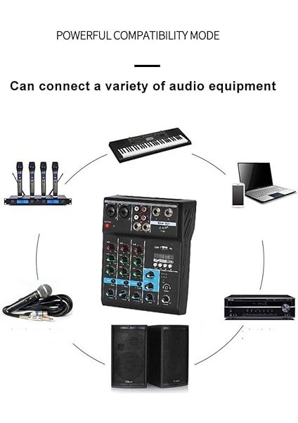 Profesyonel 4 Kanallı Bluetooth Mikser Ses Mikseri Dj Konsolu Yankı Etkisi ile Evde Karaoke USB Live Stage Ktv fiyatları