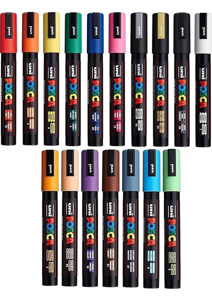 Pc-5m – 17 Adet – Su Bazlı Pigment Mürekkep Marker – Uç 2,5 mm