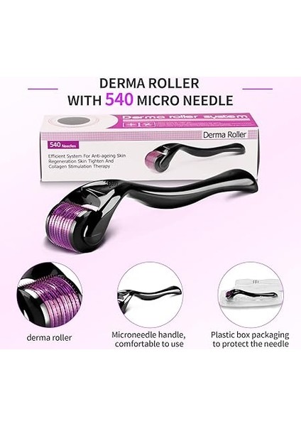 Dermaroller 1 mm Iğne 540 Titanyum Mikro Iğne - Cilt Yenileme, Yüz Bakımı, Saç Rejenerasyonu/sakal Büyümesini Uyarır, Saç Dökülmesini Azaltır fırsatları