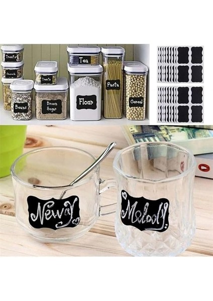 100 Adet Kalem Hediyeli Kavanoz Baharat Etiketi - Yıkanabilir Silinebilir Yapışkanlı Erzak Sticker fırsatları