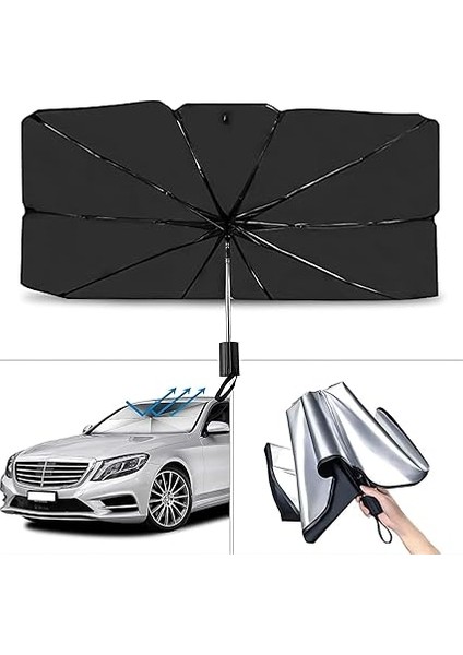 Araba Güneşliği Iç Ön Cam, Katlanır Araba Güneşlik Şemsiyesi, Uv Işınlarının% 99,9'unu Engeller, Arabalar, Suv'lar, Kamyonlar Için (125X65CM) fırsatları
