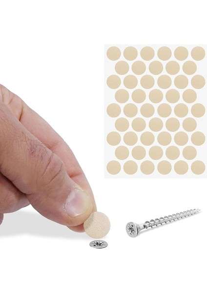 Yapışkanlı Vida Tapası Tıpası Krem Vida Kapatıcı Kapağı (100 Adet)