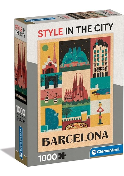- 39847 - Style In The City Puzzle Barcelona - 1000 Pezzi - Puzzle Adulti, Puzzle Città, Illustrazioni D'autore, Verticale, Divertimento Per Adulti, Made In Italy