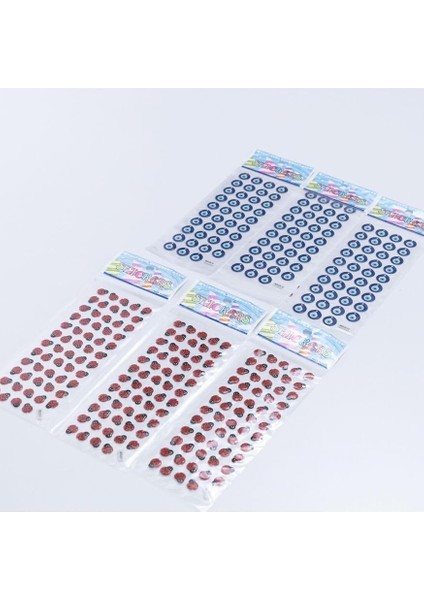 6 Adet Kabartmalı Yapışkan Sticker, Nazar Boncuğu ve Uğur Böceği