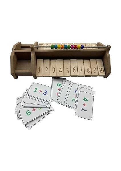 Ahşap Matematik Oyunu, Abaküslü Sayı Öğrenme Seti, 2 Kişilik, Toplama Işlemi Kartları fiyatları
