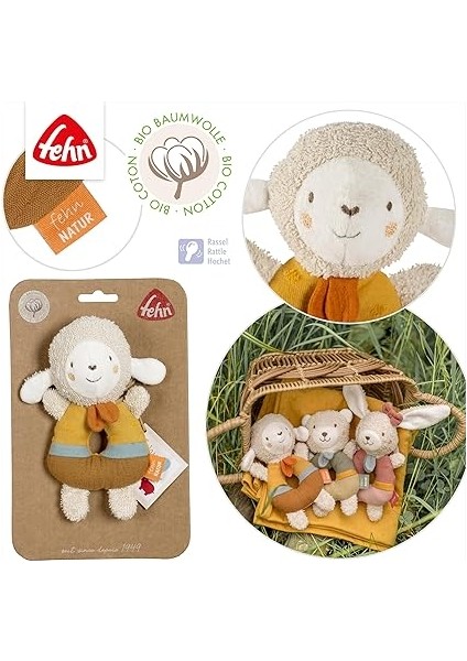Bebek Halka Kavrama Oyuncağı Koyun Fehnnatur - Organik Pamuklu Pelüş Hayvan - Oyun Oynayarak Öğrenmek Için Çıngıraklı Oyun Hayvanı - 0+ Aylık Bebekler ve Küçük Çocuklar Için Kavrama Oyuncağı fırsatları