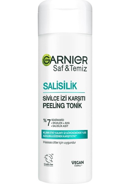 Saf &amp; Temiz Salisilik Sivilce Izi Karşıtı Gözenek Sıkılaştırıcı Peeling Tonik // Salisilik &amp; Niasinamid &amp; Skualen &amp; Aha 120 ml