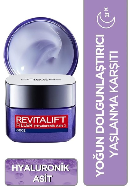 Parıs Revitalift Filler Yoğun Dolgunlaştırıcı Hyaluronik Asit Içeren Yaşlanma Karşıtı Gece Kremi 50 ml