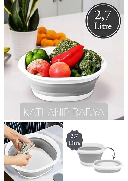 Kapısı Katlanır Badya Akordiyon Silikon Leğen (2,7 Litre Badya) fiyatları
