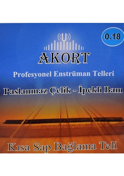 Akort Kısa Sap Bağlama-Saz Teli 0.18 + Tezene Hediye