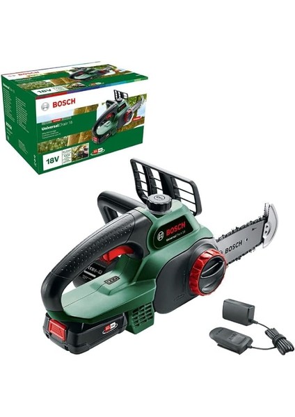 Home And Garden Easychain 18 Akülü Zincirli Ağaç Kesme Makinesi, Yeşil, 18 V, 1 Akü, 20 cm Pala Uzunluğu, 13.5 cm Kesme Uzunluğu