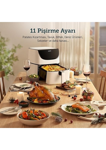 Airfryer 100 Tarif Yemek Kitabı, 1700-WATT Max Xxl 5,5 L Dijital Dokunmatik Hava Fritözleri 11 Ön Ayarlı Fırın, Yağsız Sıcak Ocak, Yapışmaz Sepet, Beyaz indirimleri