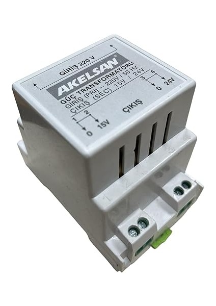 AK-311 Zil Trafosu 220V Giriş 15-24V Çıkış – 15W Ray Tipi Trafo | Kapı Zili ve Otomatikleri Için Güç Kaynağı