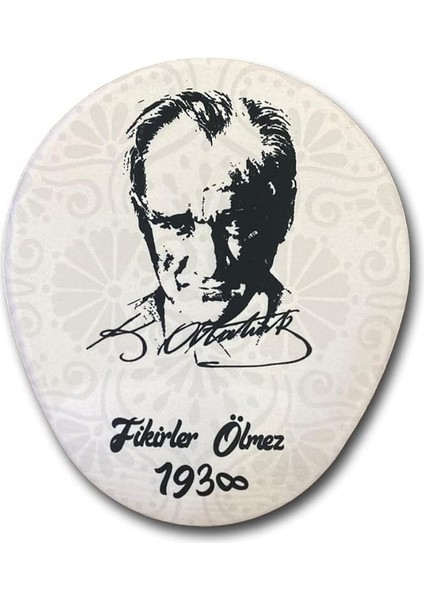 LN-1938 Fikirler Ölmez Atatürk Desenli Ergonomik Suya Dayanıklı Bileklikli Mouse Pad