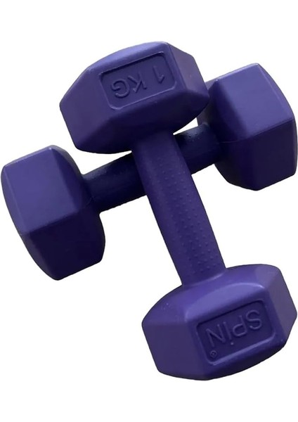 2’li 1 kg Plastik Dambıl Seti – Köşeli Tasarım Ağırlık Seti Egzersiz Dambılı