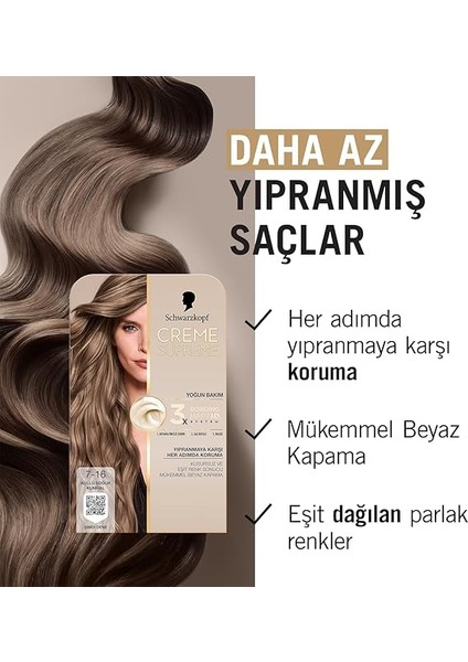 Creme Supreme Saç Boyası 7-16 Küllü Soğuk Kumral indirimleri