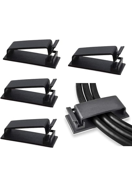 Adet Kendinden Yapışkanlı Kablo Yönetim Klipsleri, Çok Amaçlı Kablo Düzenleyiciler, Tel Klipler, Tv, Pc, Dizüstü, Ethernet Kablosu Için Kablo Tutucu, Masaüstü ve Ev Ofis Kullanımı (Siyah)