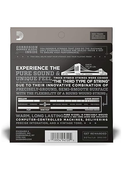 ENR71 Bas Gitar Tel Seti, Half Round Bass, Regular Lıght modelleri