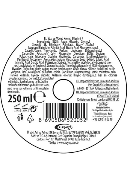 Nem Hızlı Emilen Yoğun Bakım Kremi Ekstra Nemlendirici, 250 Mililitre fiyatları