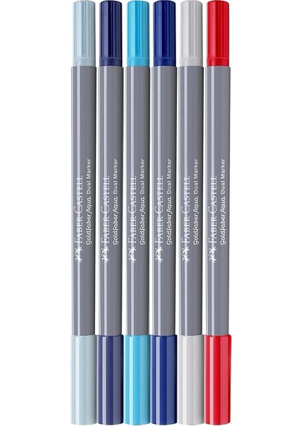 Goldfaber Aqua Çift Uç Markör Kaligrafi 6’lı Seaside, Fırça ve Fineliner, Solmaya Dayanıklı Mürekkep, Çevre Dostu modelleri