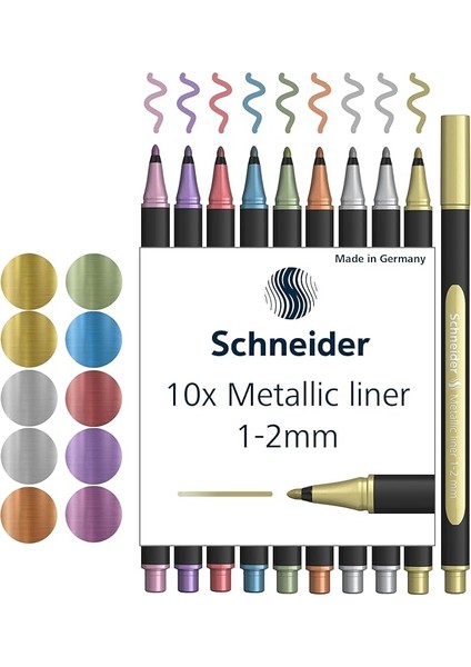 Paint-It Metallicliner 020 (Çizgi Kalınlığı 1-2 Mm, Yüksek Metalik Mürekkep, Hızlı Kurur,%88 Biyo Bazlı Plastik Gövde) 10 Adet, Çeşitli
