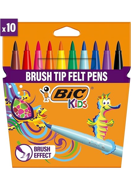 Kids Visaquarelle Fırça Uçlu Boya Kalemi 10 Renk, Fırça Başlı Esnek ve Yumuşak Uç, Yıkanabilir Su Bazlı Boya