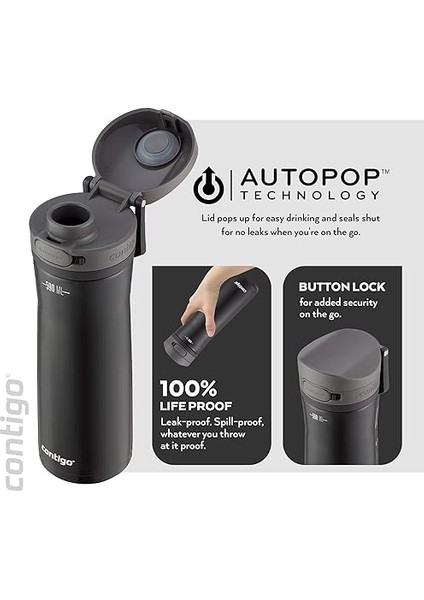 Jackson Autopop Soğuk Su Termosu 590 ml Siyah modelleri