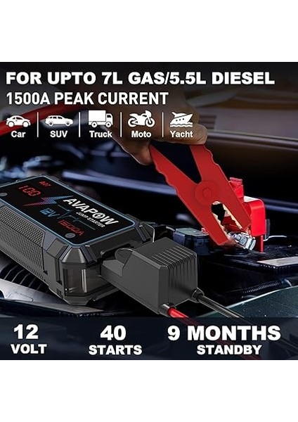 A07 1500A 12800MAH Jump Starter Taşınabilir Akü Takviye Kiti fiyatları