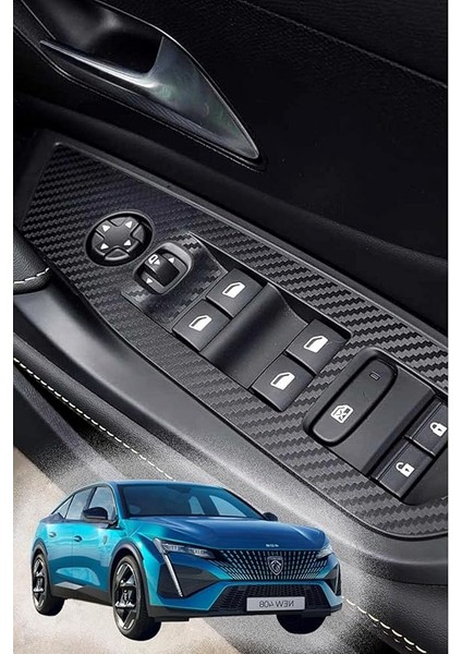 Design Peugeot 408 ile Uyumlu Iç Trim Folyo Kaplama Set Mat Karbon Siyah